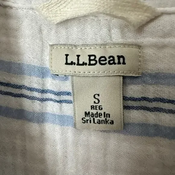 LL Bean Seersucker Shirt Womens SMALL Sleeveless Top Preppy Summer Casual Stripe - Picture 6 of 11